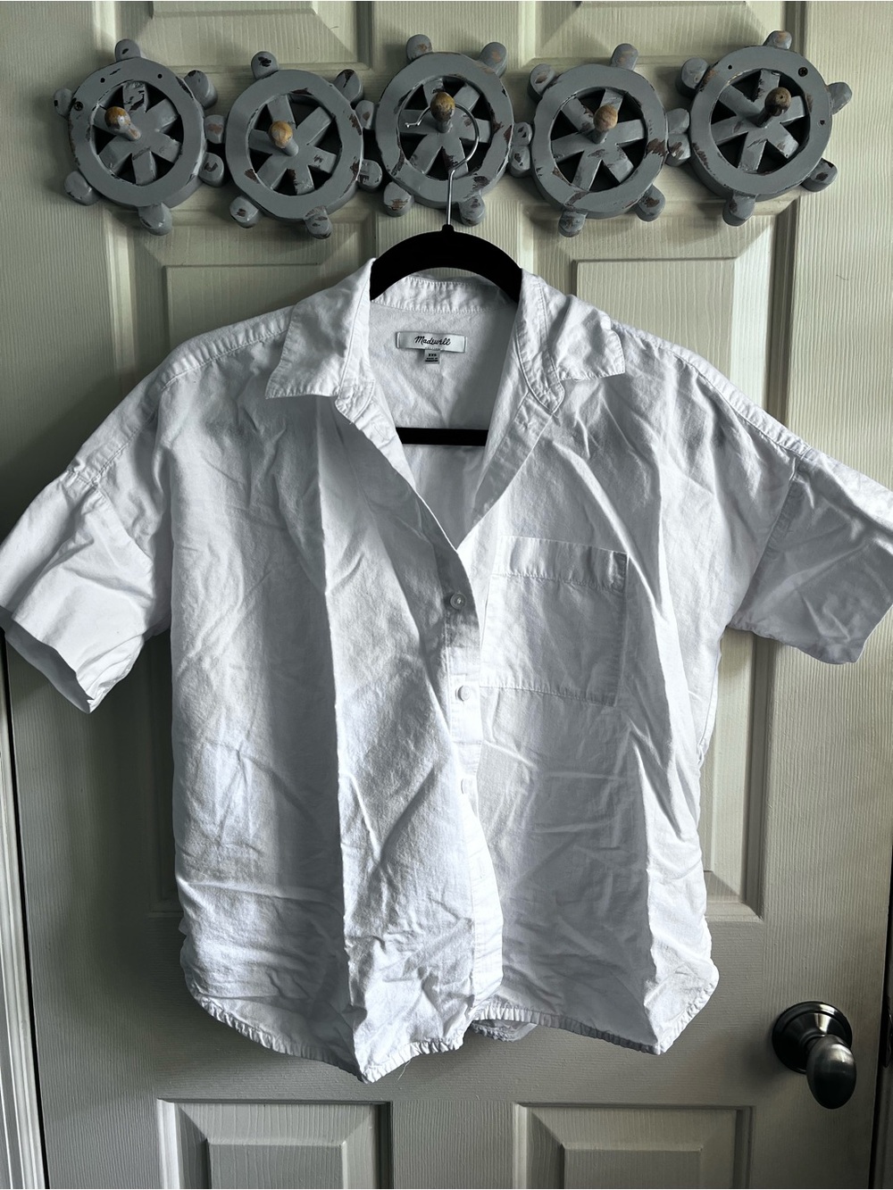 Madewell White Short-Sleeve Button-Down Shirt